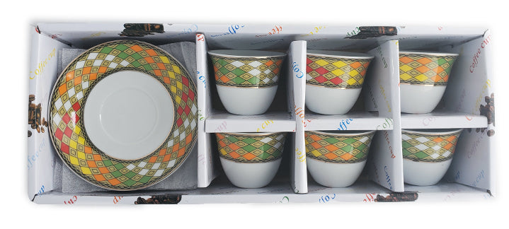 Coffee cups with saucers telete design , (6+6) pcs